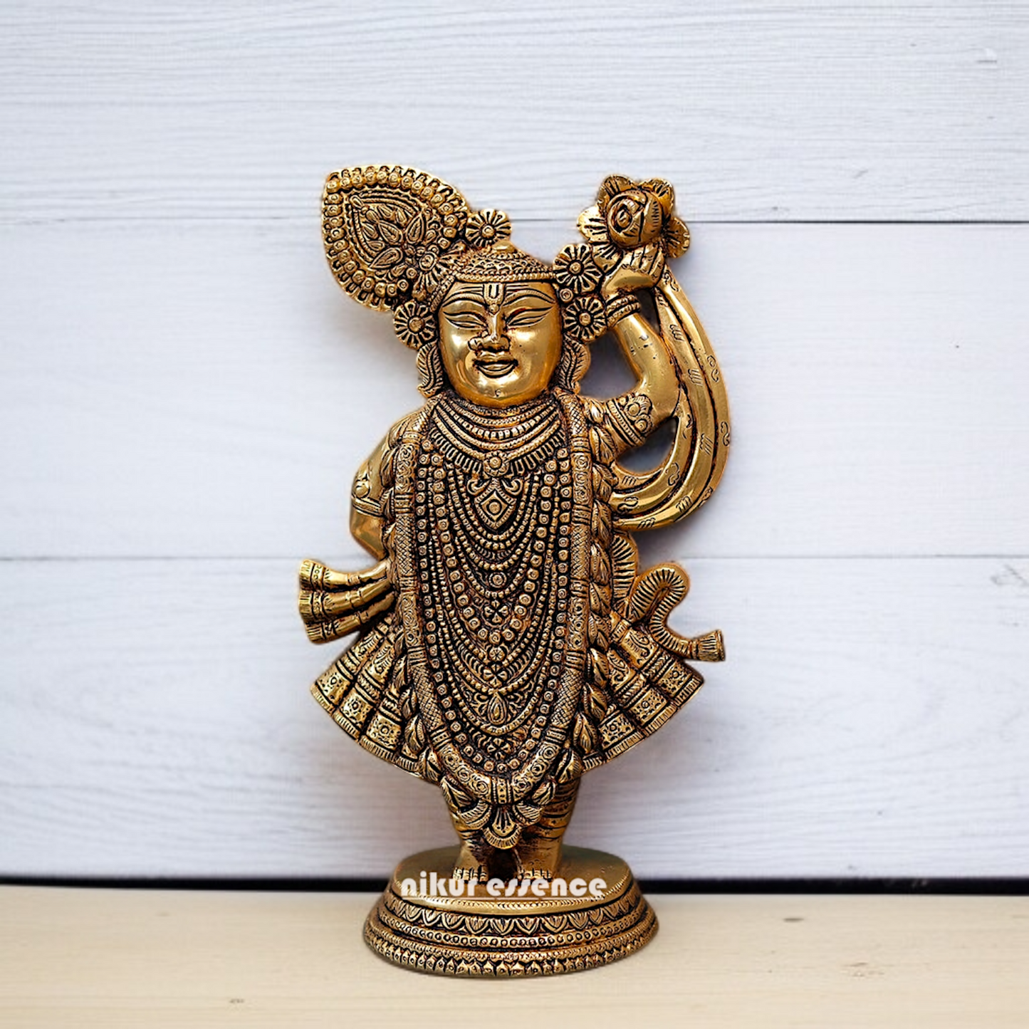 Shreenathji Gopal standing Brass idol - 11 Inches Nikuressence