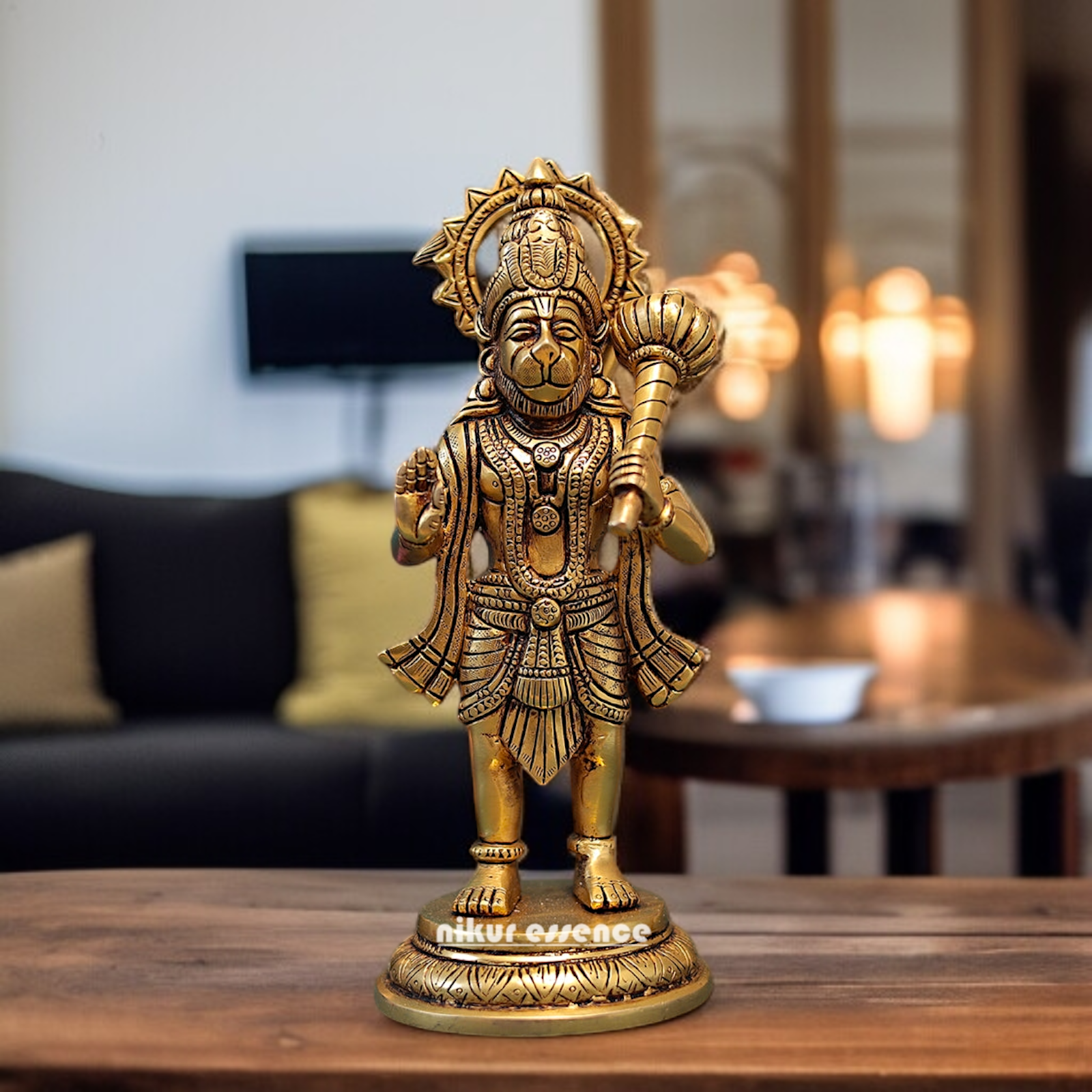 Lord Hanuman ji Sankat Mochan Blessing Standing with Gada idol - 9.5 Inches Nikuressence