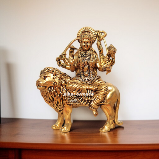 Maa Durga Sherawali Devi Brass idol - 5.5 Inches Nikuressence