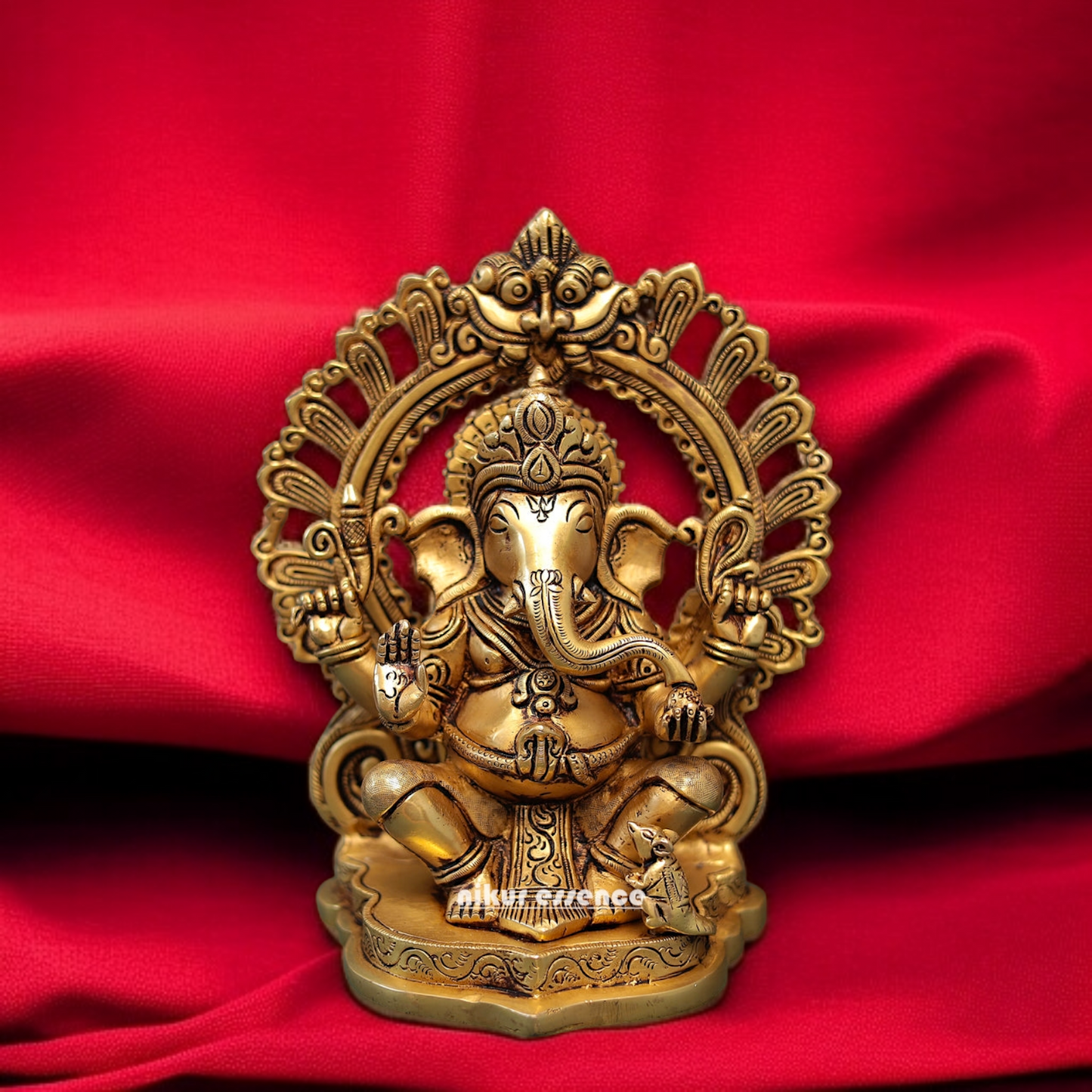 Brass Ganpati Bappa Ganesha Brass murti - 9 Inches Nikuressence