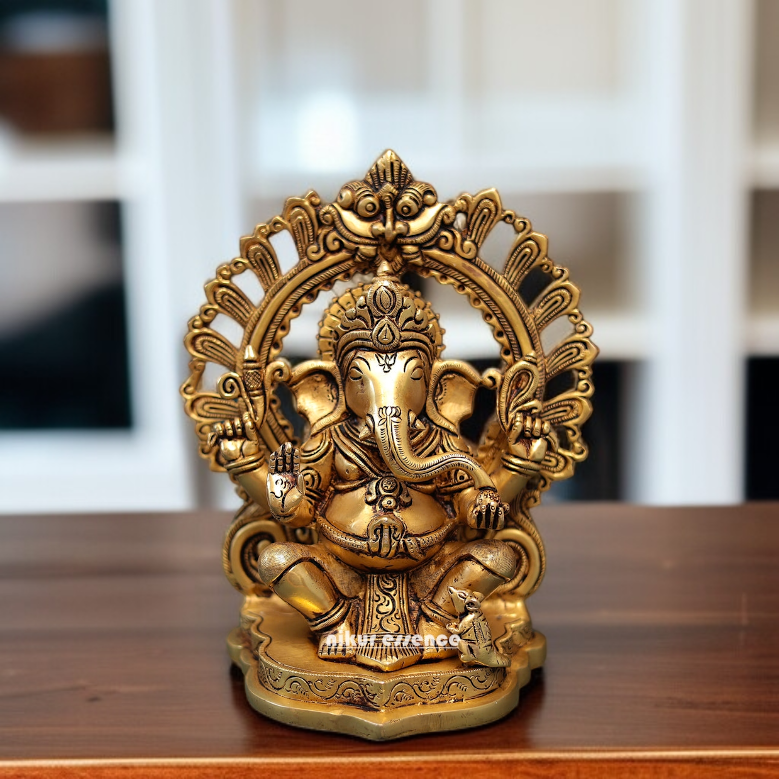 Brass Ganpati Bappa Ganesha Brass murti - 9 Inches Nikuressence