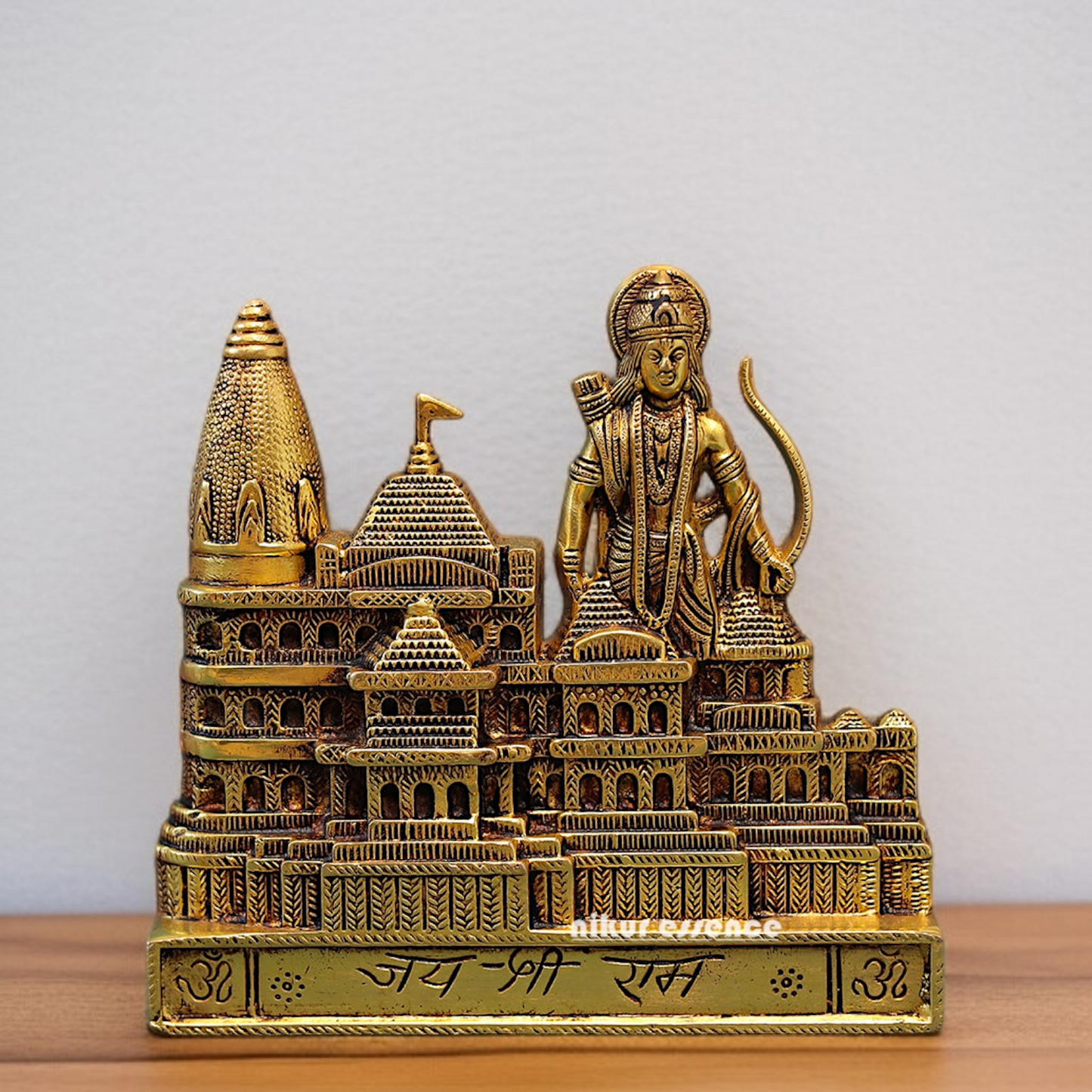 Ram lalla with Ram Mandir solid Brass wall Art idol - 8.5 Inches Nikuressence