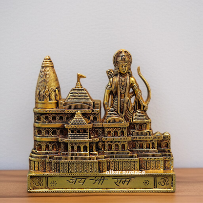 Ram lalla with Ram Mandir solid Brass wall Art idol - 8.5 Inches Nikuressence
