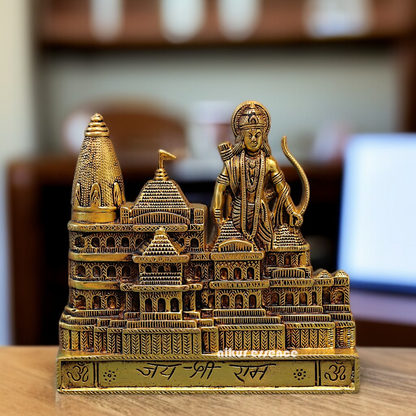 Ram lalla with Ram Mandir solid Brass wall Art idol - 8.5 Inches Nikuressence
