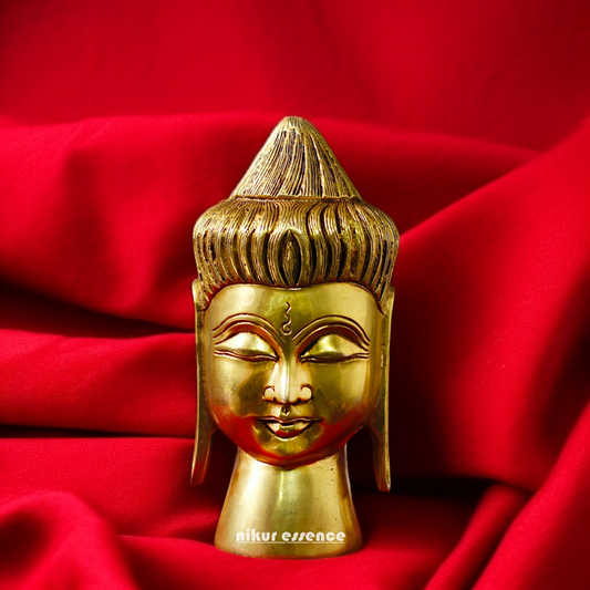 Buddha Face home decor Brass idol - 8 Inches Nikuressence
