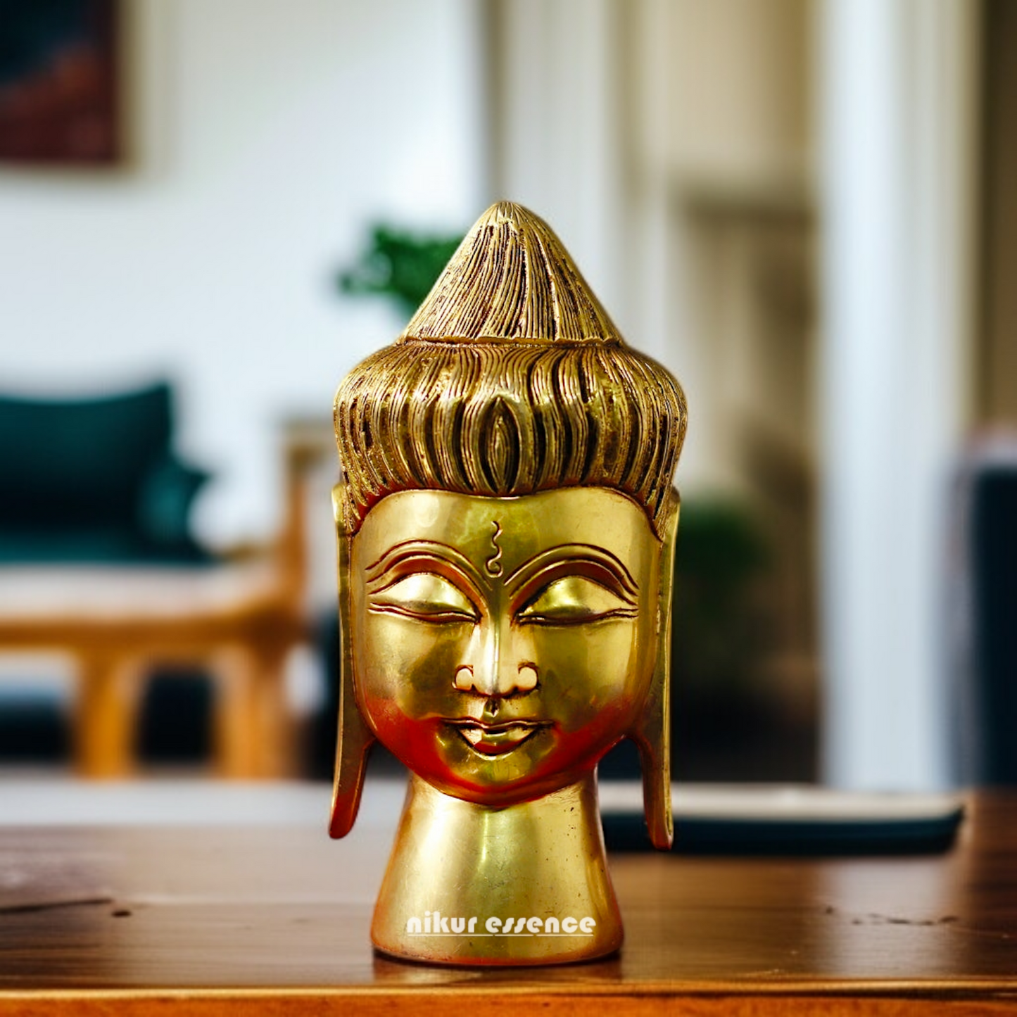 Buddha Face home decor Brass idol - 8 Inches Nikuressence