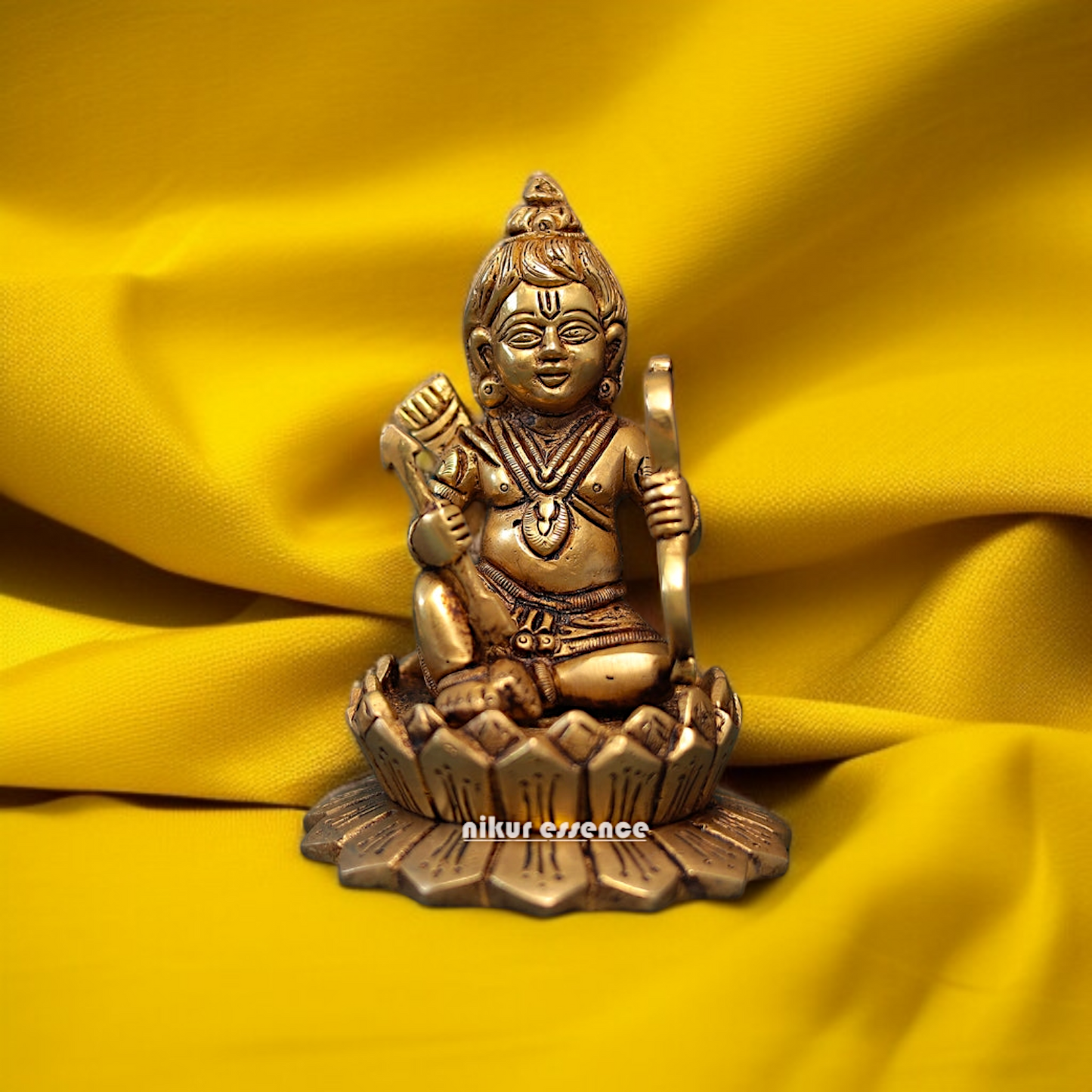 Bal Ram Lalla seated on Lotus Brass idol - 5 Inches Nikuressence