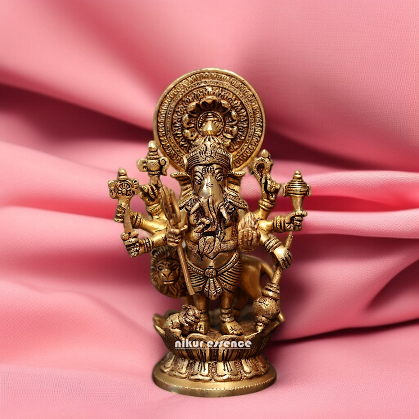 Lord Drishti Ganesha standing with Blessing Brass idol - 9 Inches Nikuressence