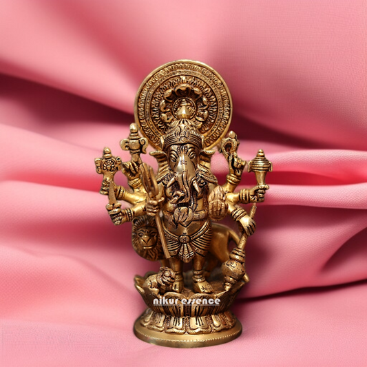 Lord Drishti Ganesha standing with Blessing Brass idol - 9 Inches Nikuressence