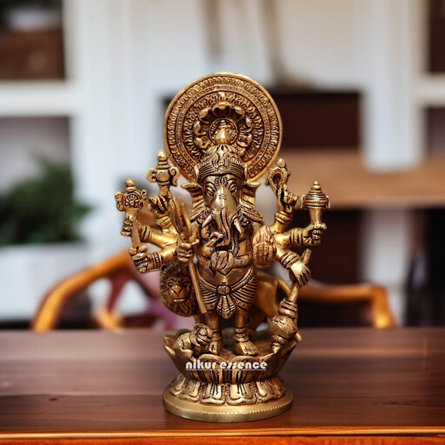 Lord Drishti Ganesha standing with Blessing Brass idol - 9 Inches Nikuressence