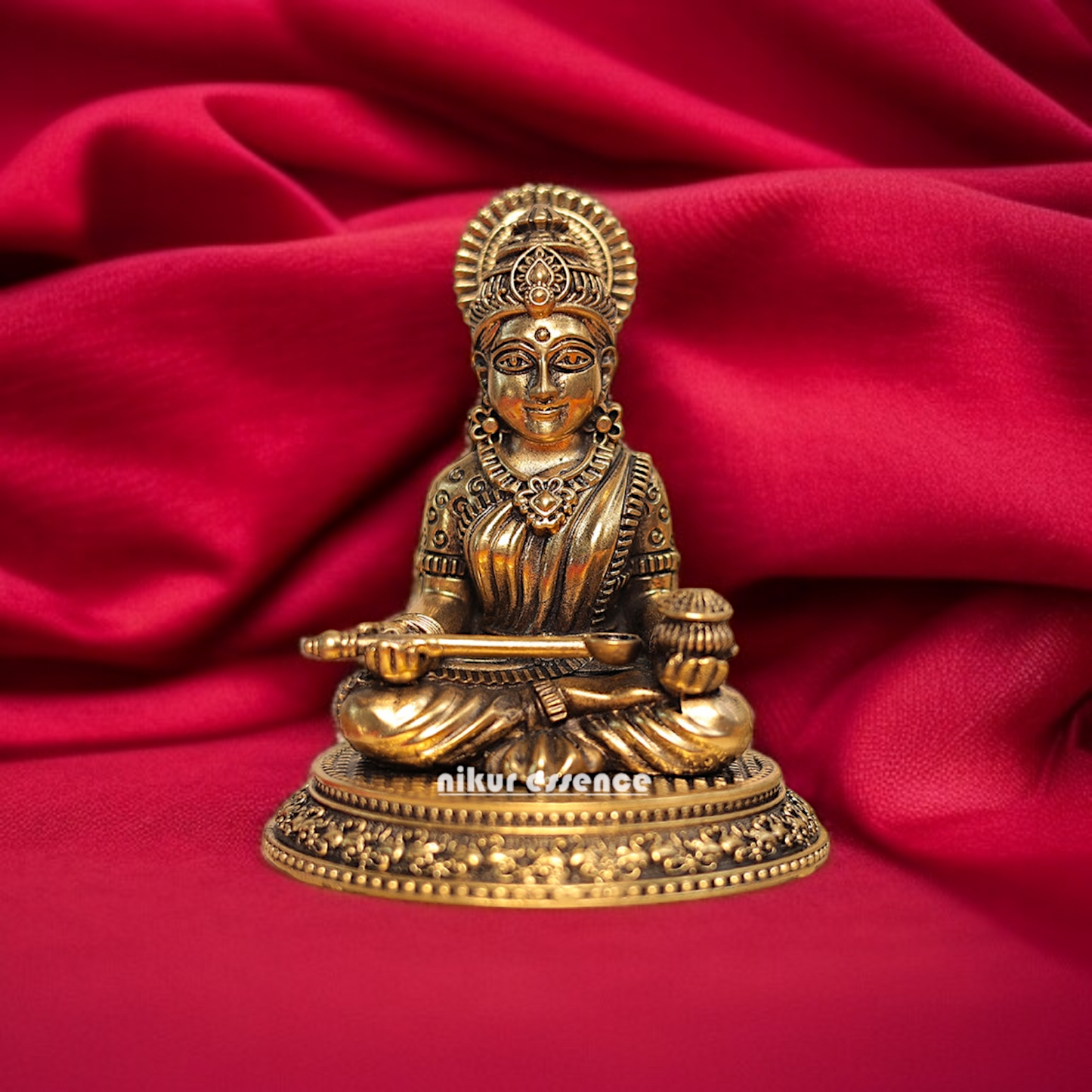 Goddess Annapurna Devi Seated Brass idol - 5 Inches Nikuressence