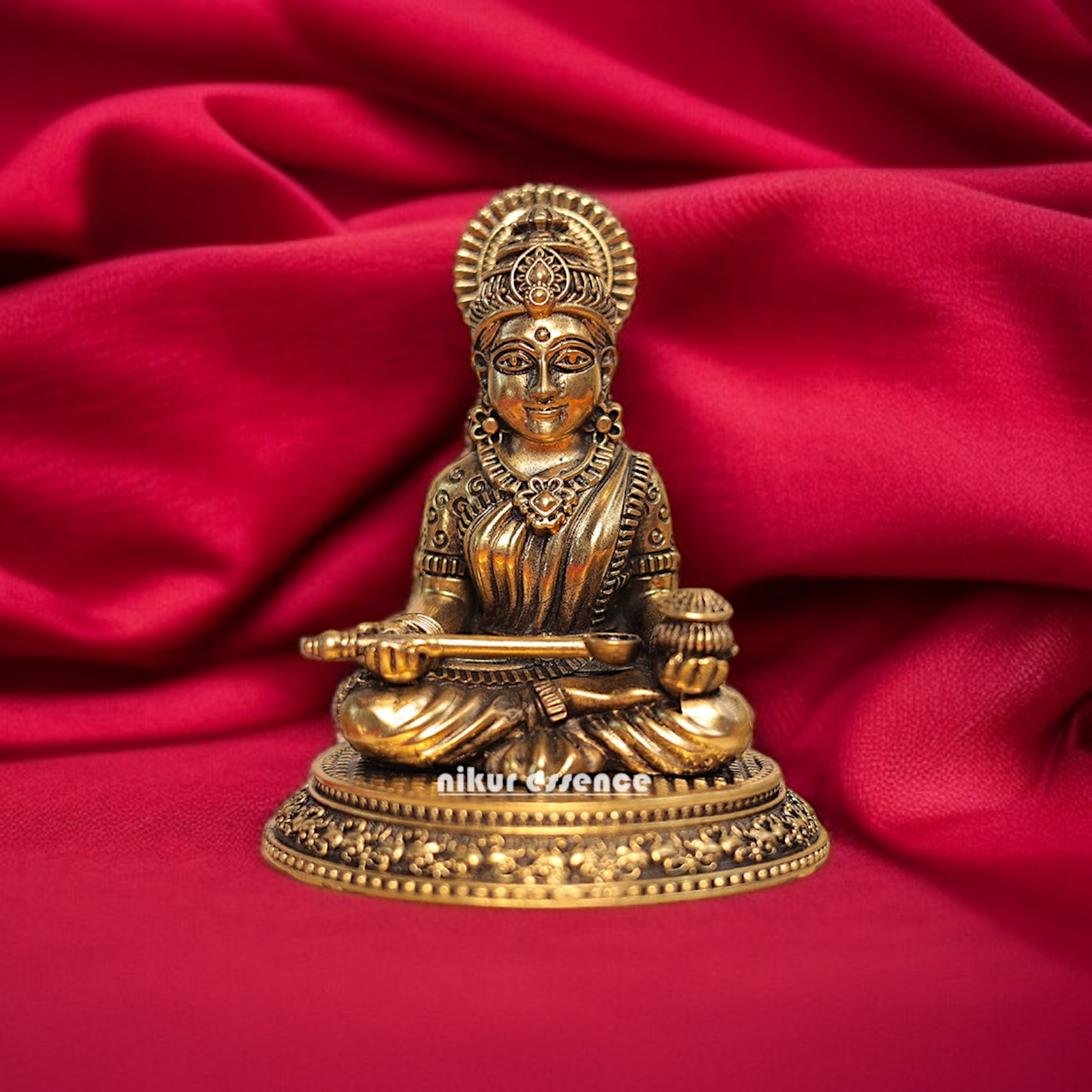Goddess Annapurna Devi Seated Brass idol - 5 Inches Nikuressence