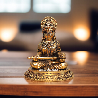 Goddess Annapurna Devi Seated Brass idol - 5 Inches Nikuressence