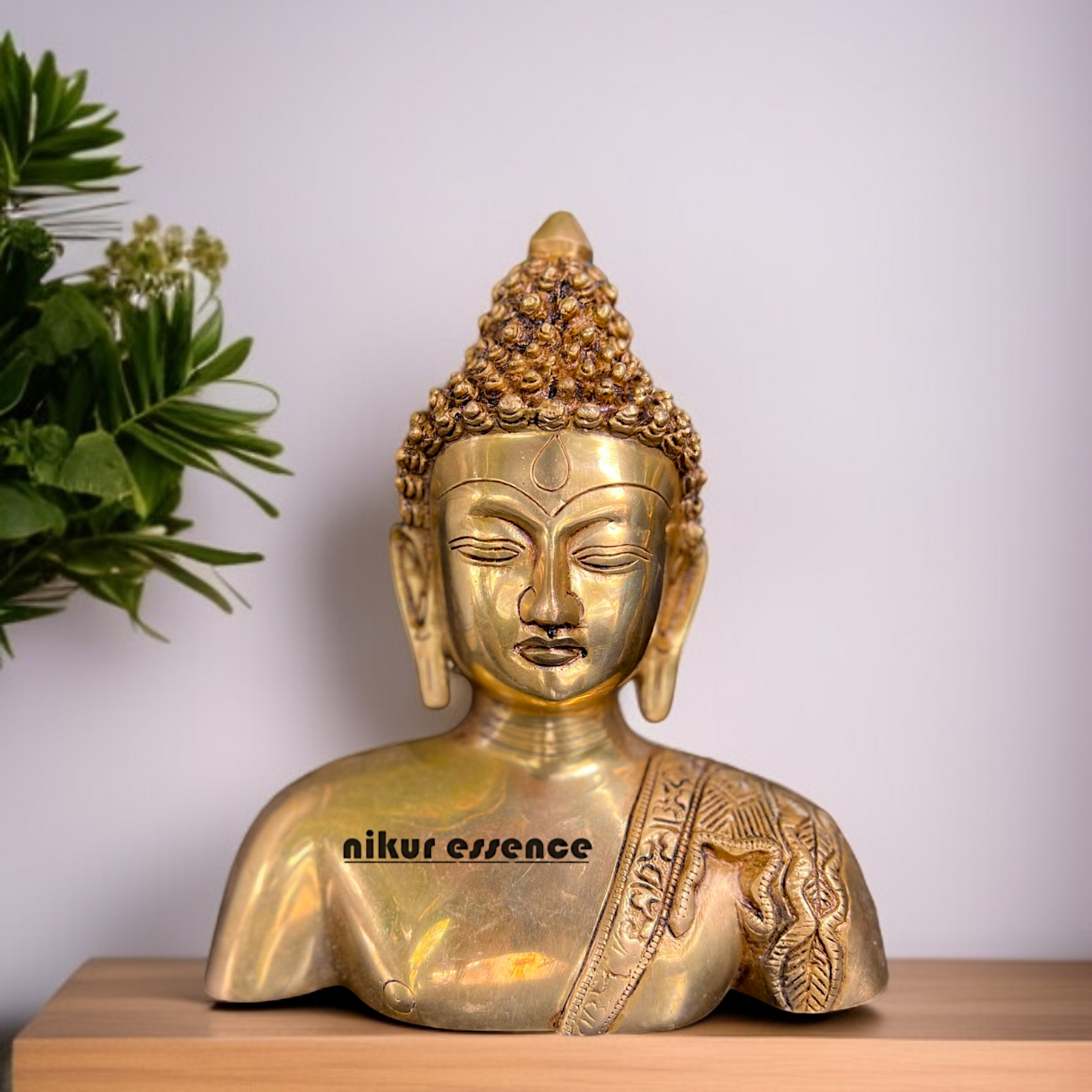 Solid Brass Buddha head face statue - 10 Inches Nikuressence