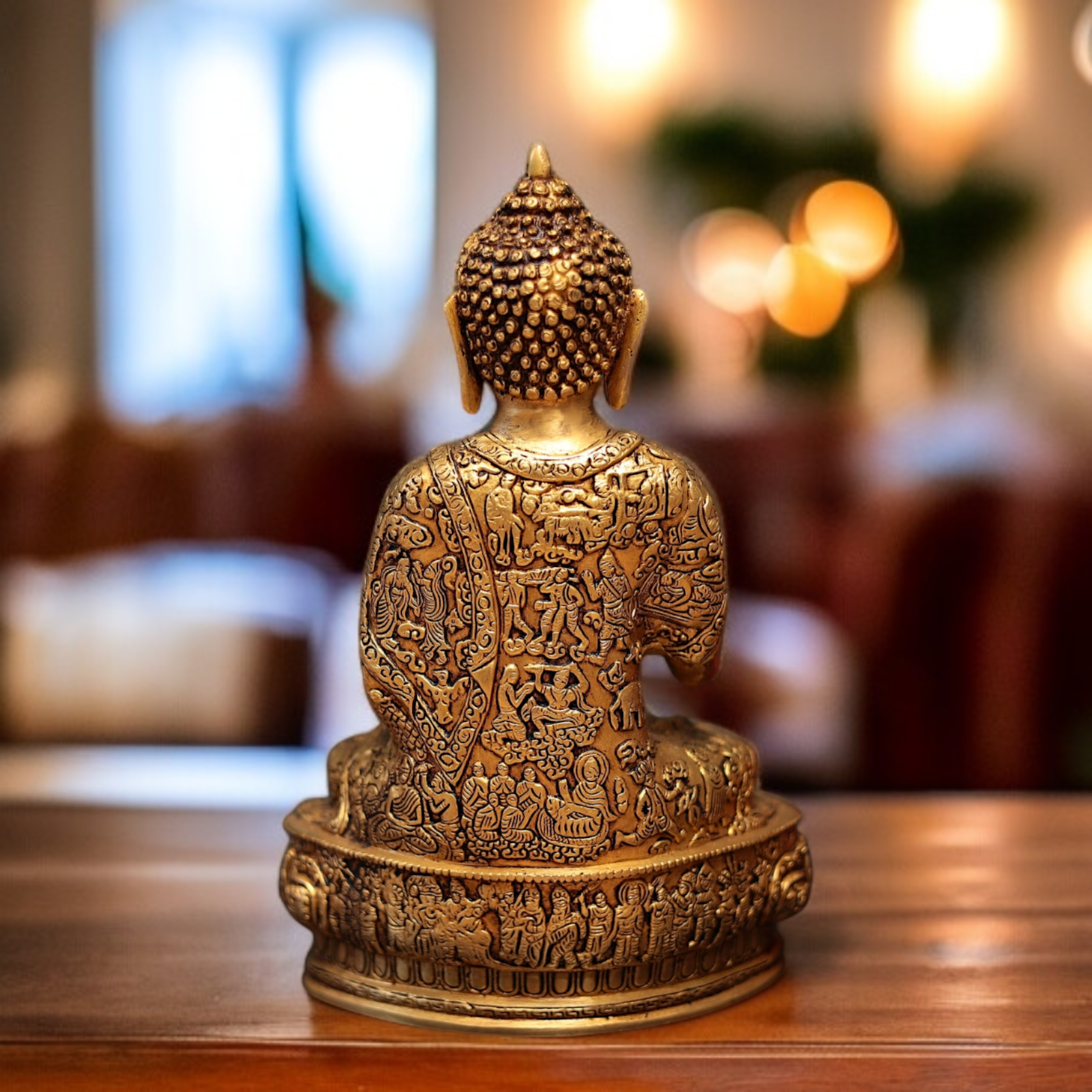 Pure Brass Buddha Sitting with Blessing statue - 13 Inches Nikuressence