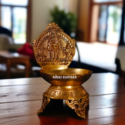 Tirupati Balaji Shankh chakra brass diya stand - 10.5 Inches Nikuressence