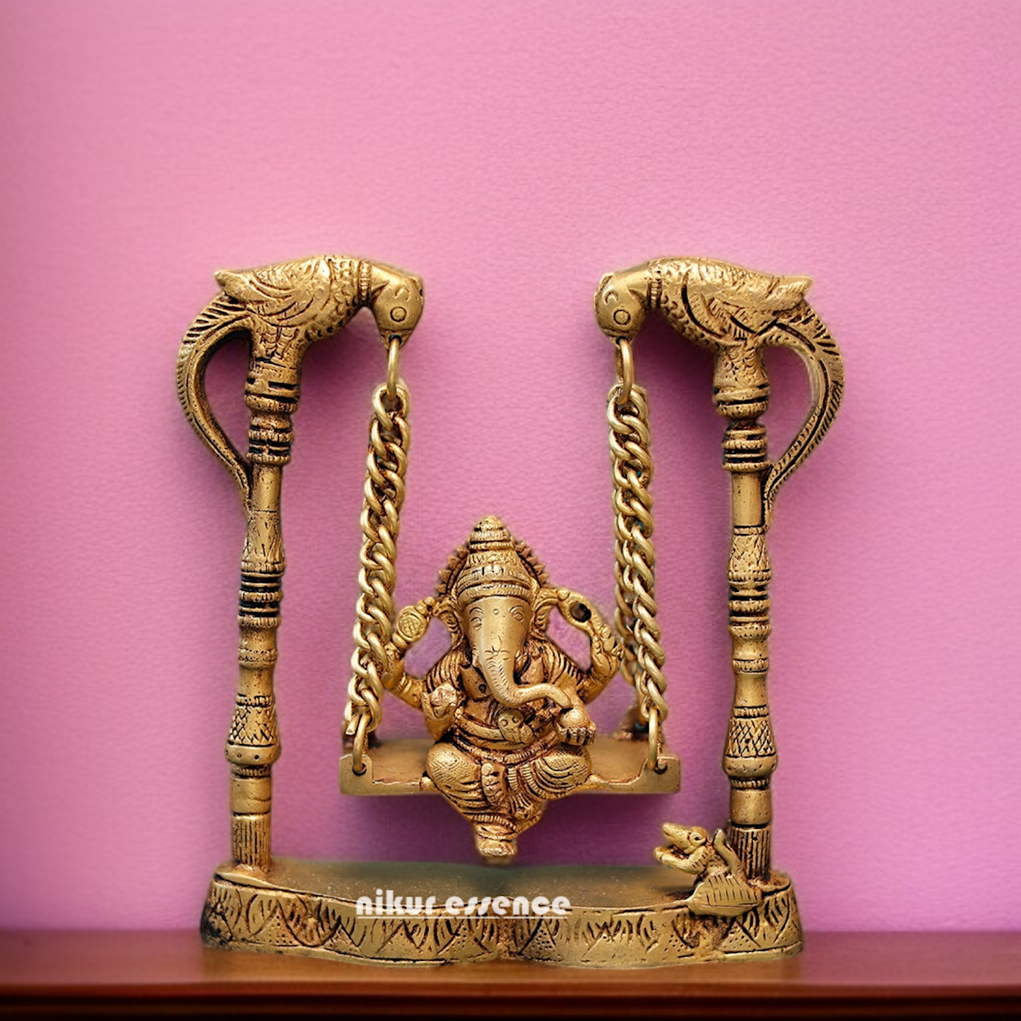 Lord Vinayaka ganesh swing Jhula Brass idol - 8 Inches Nikuressence
