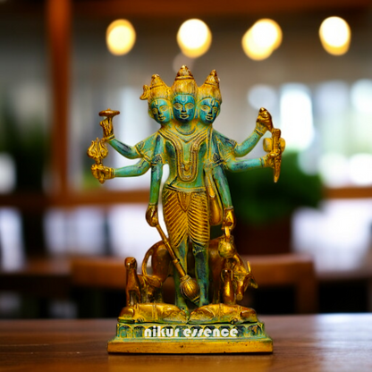 Brass Dattatreya standing with Blessing statue - 1 Feet Nikuressence