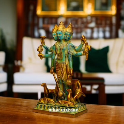 Brass Dattatreya standing with Blessing statue - 1 Feet Nikuressence