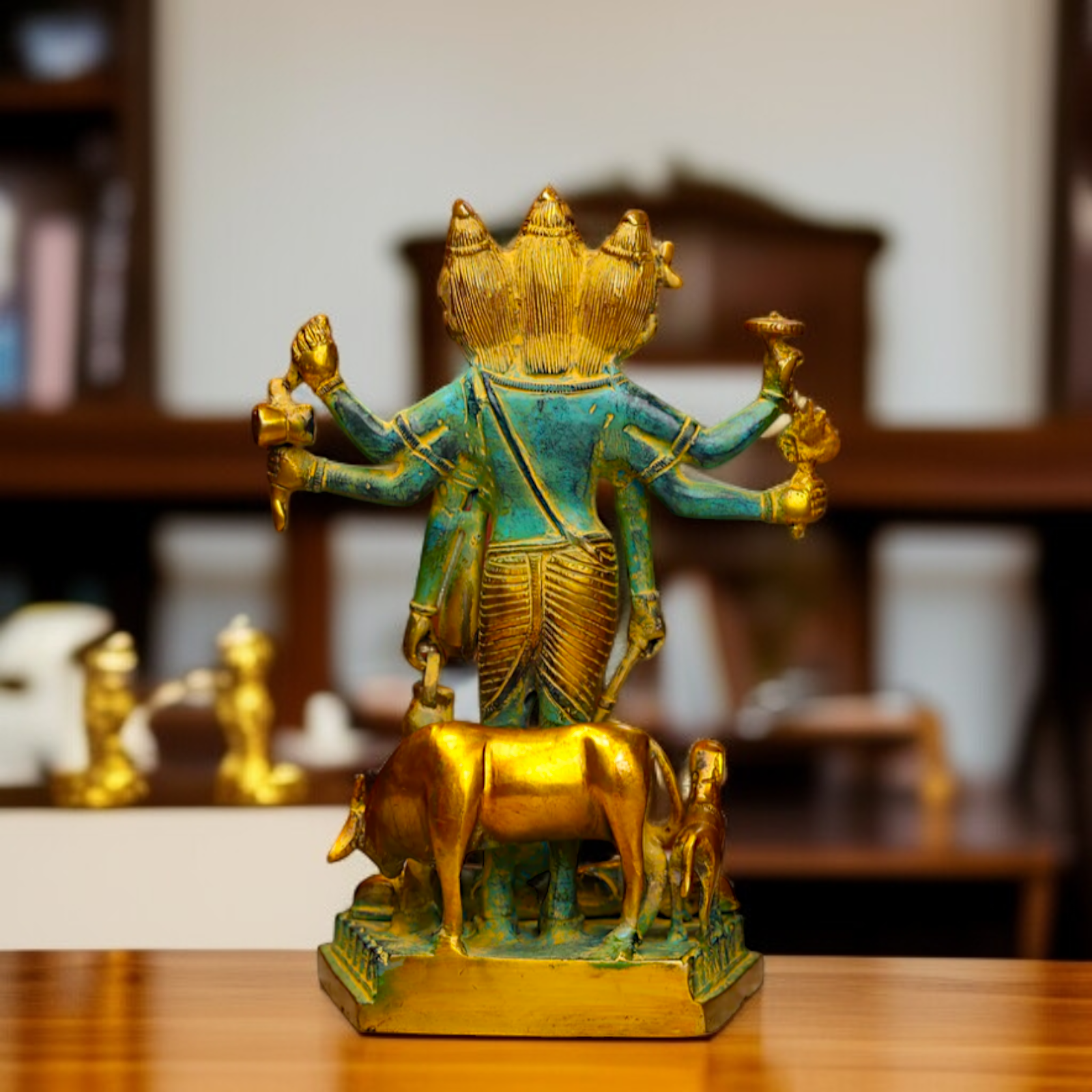 Brass Dattatreya standing with Blessing statue - 1 Feet Nikuressence