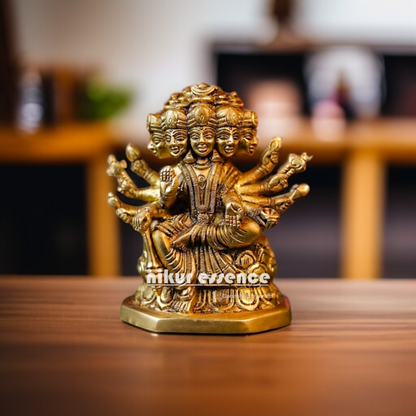 Goddess Gayatri Devi seated with Blessing Brass idol - 4.5 Inches Nikuressence