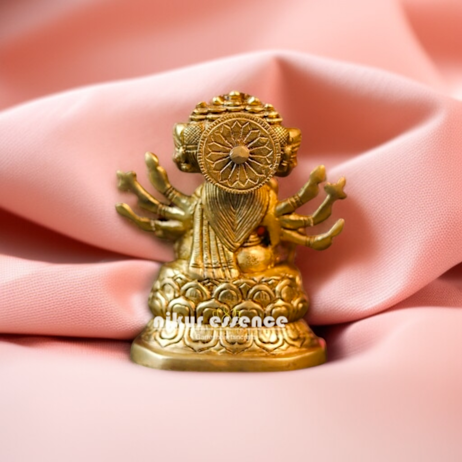 Goddess Gayatri Devi seated with Blessing Brass idol - 4.5 Inches Nikuressence
