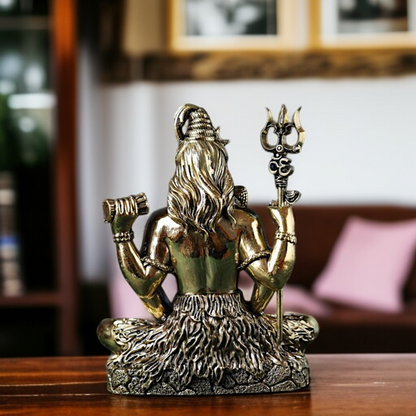 Shiva meditation with trident and damaru Brass idol - 7 Inches Nikuressence