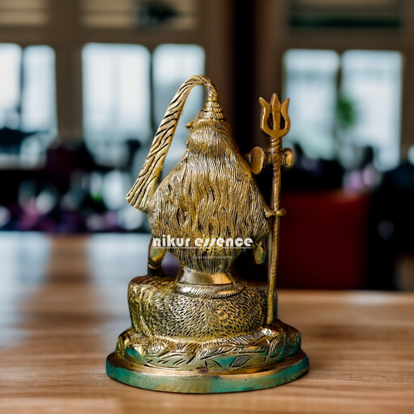 Shiva ji Seated with Blessing and trident damaru solid Brass idol - 10 Inches Nikuressence