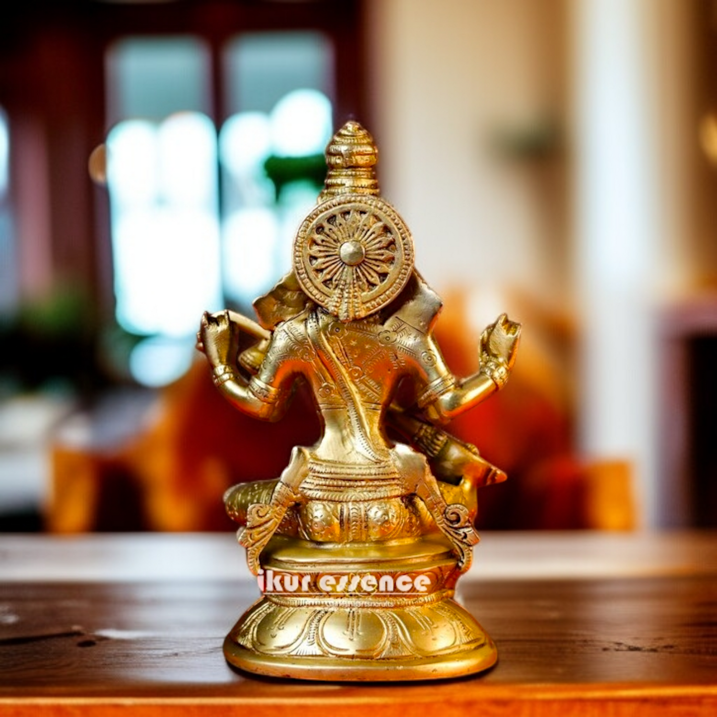 Pure Brass Saraswati Seated with Playing Veena statue - 8 Inches Nikuressence