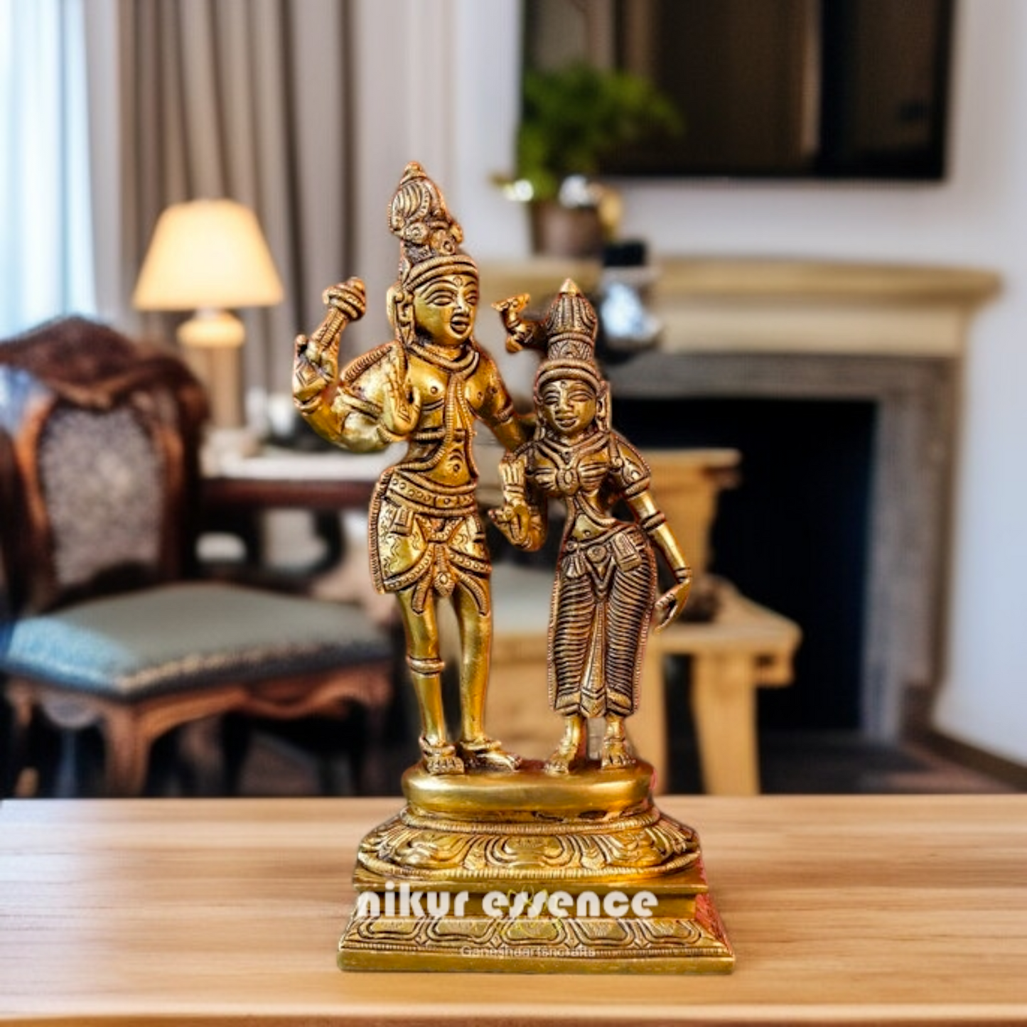 Shiva Parvati Blessing standing pure Brass idol - 9.449 inches Nikuressence