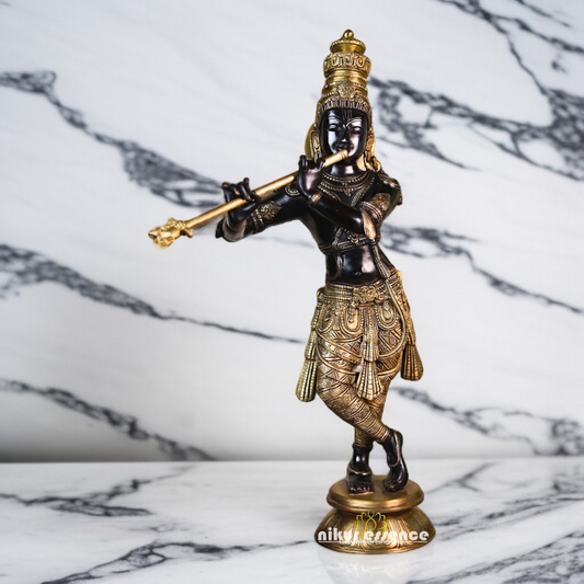Brass Krishna Playing Flute Standing statue - 23.622 inches Nikuressence