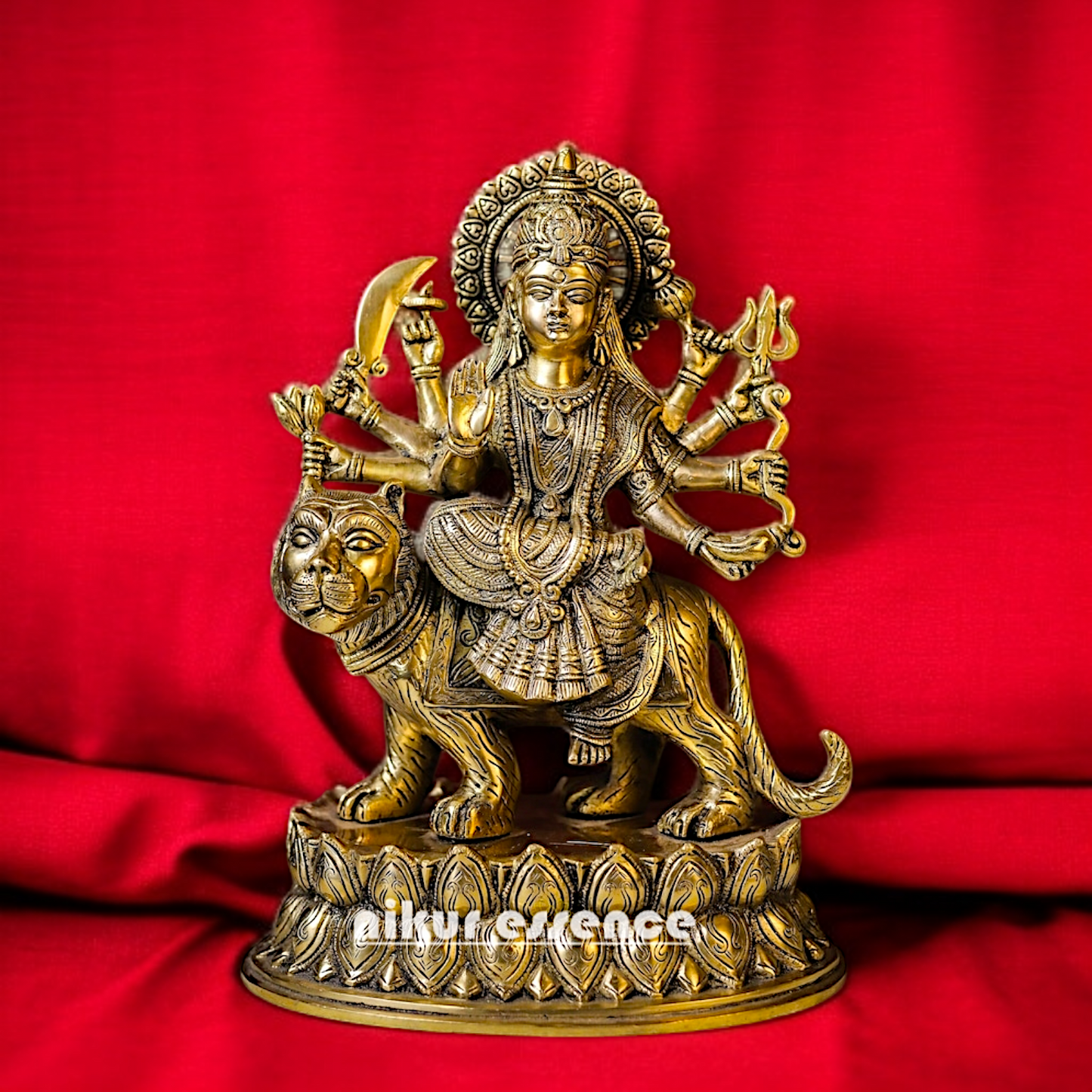 Durga Mata Sherawali with Blessing solid Brass idol - 15.748 inches Nikuressence