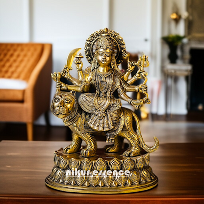 Durga Mata Sherawali with Blessing solid Brass idol - 15.748 inches Nikuressence