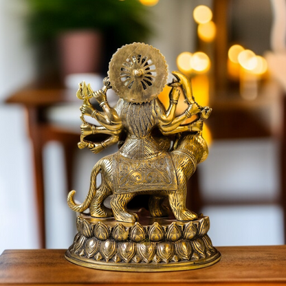 Durga Mata Sherawali with Blessing solid Brass idol - 15.748 inches Nikuressence