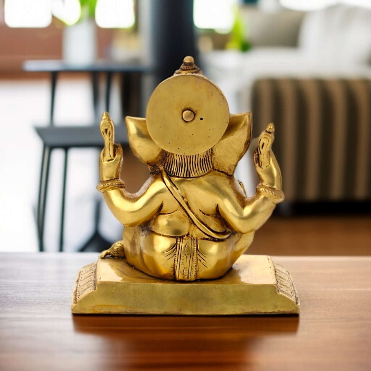 Pure Brass Ganpati Vinayaka seated with Blessing statue - 6.299 inches Nikuressence