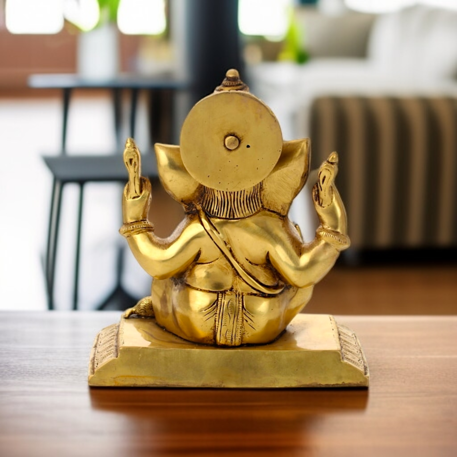 Pure Brass Ganpati Vinayaka seated with Blessing statue - 6.299 inches Nikuressence