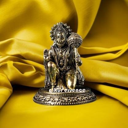 Hanuman ji Seated with Blessing and Gada mace Brass idol - 4.331 inches Nikuressence