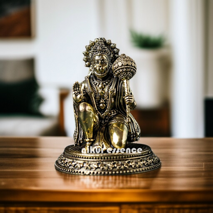 Hanuman ji Seated with Blessing and Gada mace Brass idol - 4.331 inches Nikuressence