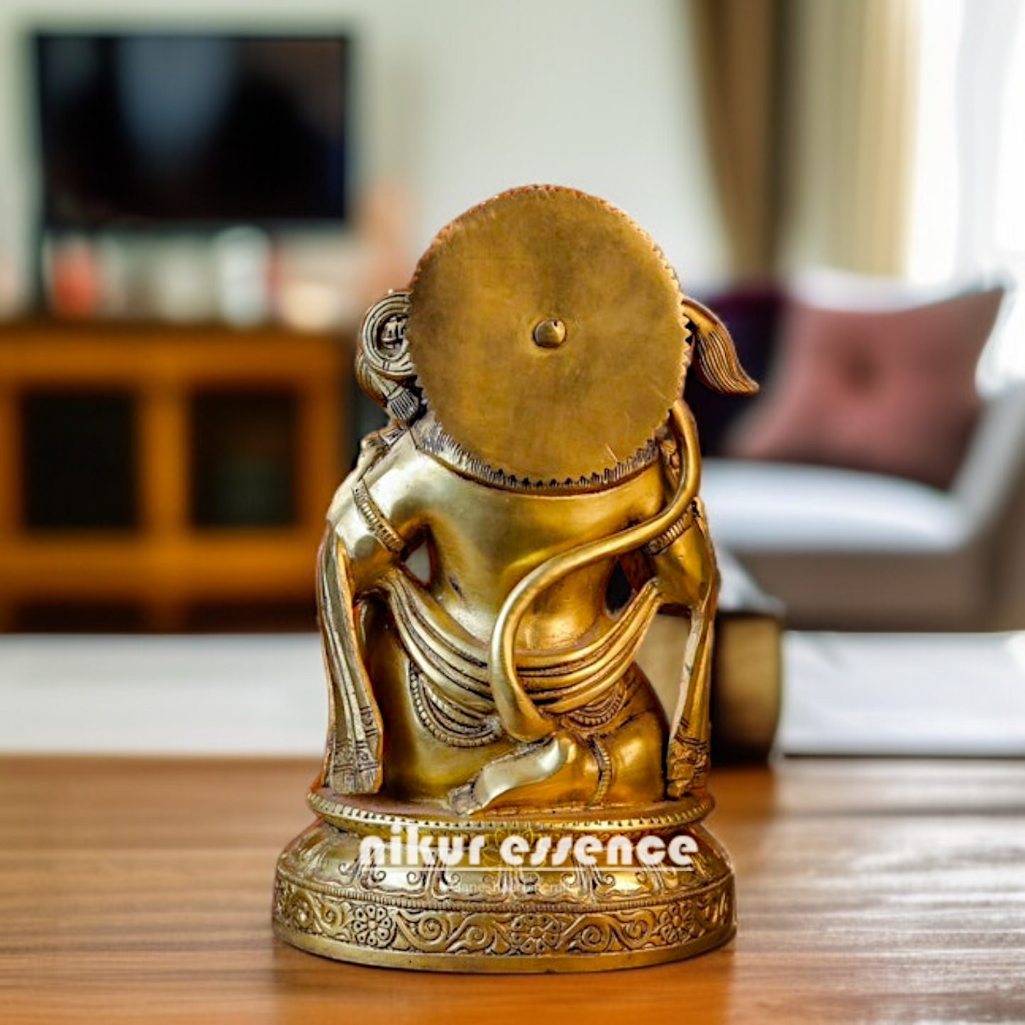 Pure Brass Hanuman ji monkey God Sitting with Blessing idol - 10.236 Inches Nikuressence