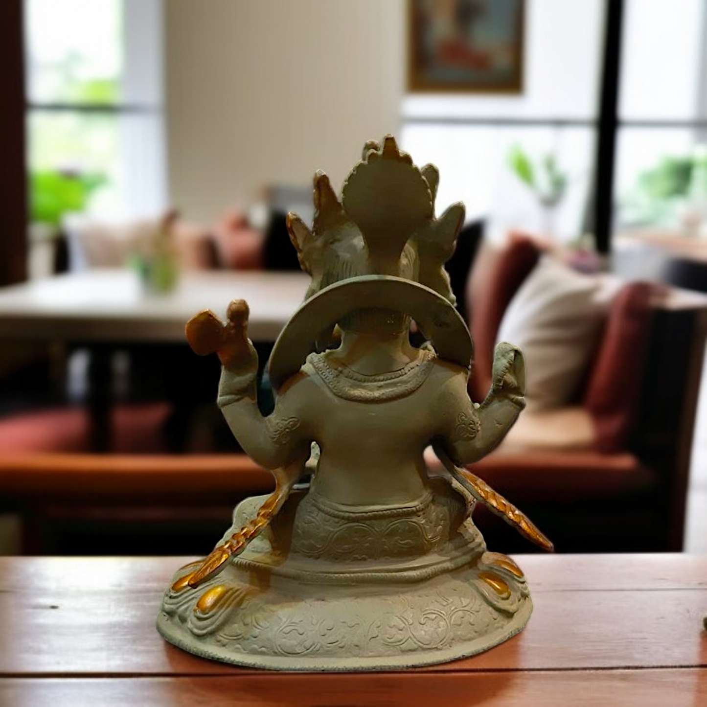 Brass Ganesha ganapati Blessing seated idol - 9 Inches Nikuressence