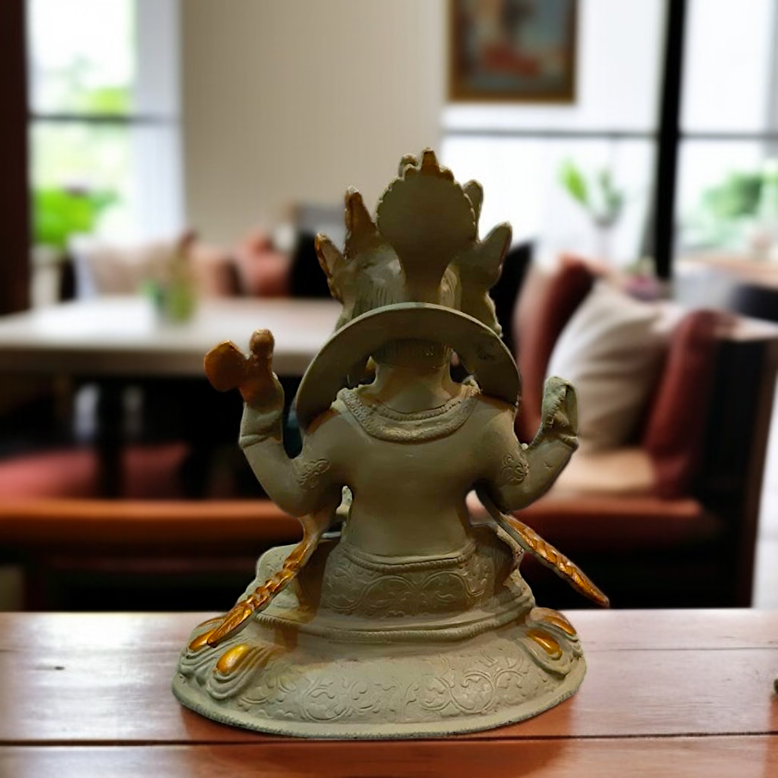 Brass Ganesha ganapati Blessing seated idol - 9 Inches Nikuressence