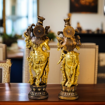 Radha Krishna solid Brass Pooja idol - 15 Inches Nikuressence