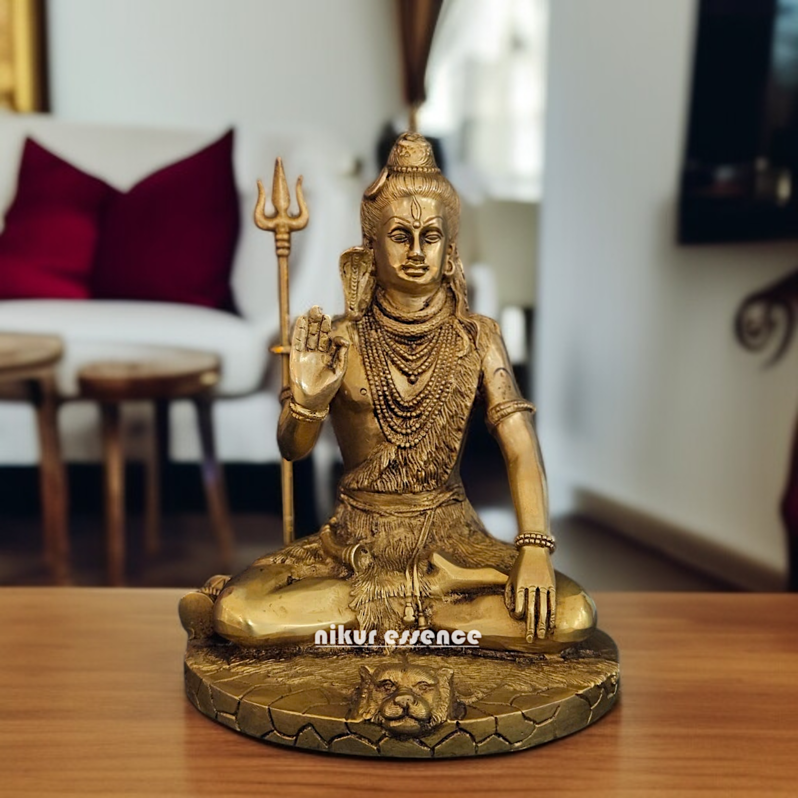 Solid Brass Shiva ji Seated with Blessing idol - 10 Inches Nikuressence