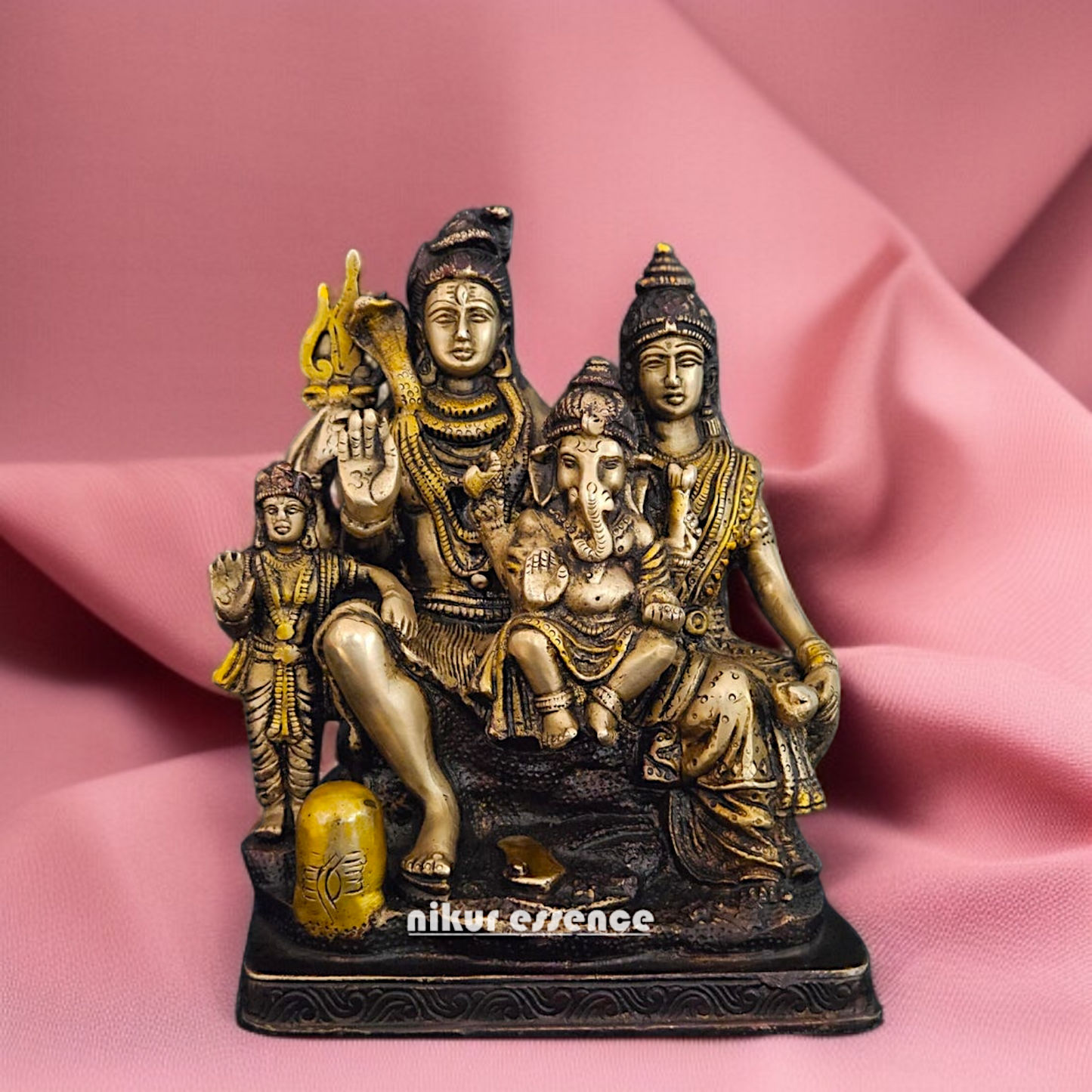 Brass Shiva parivar family statue - 10 Inches Nikuressence