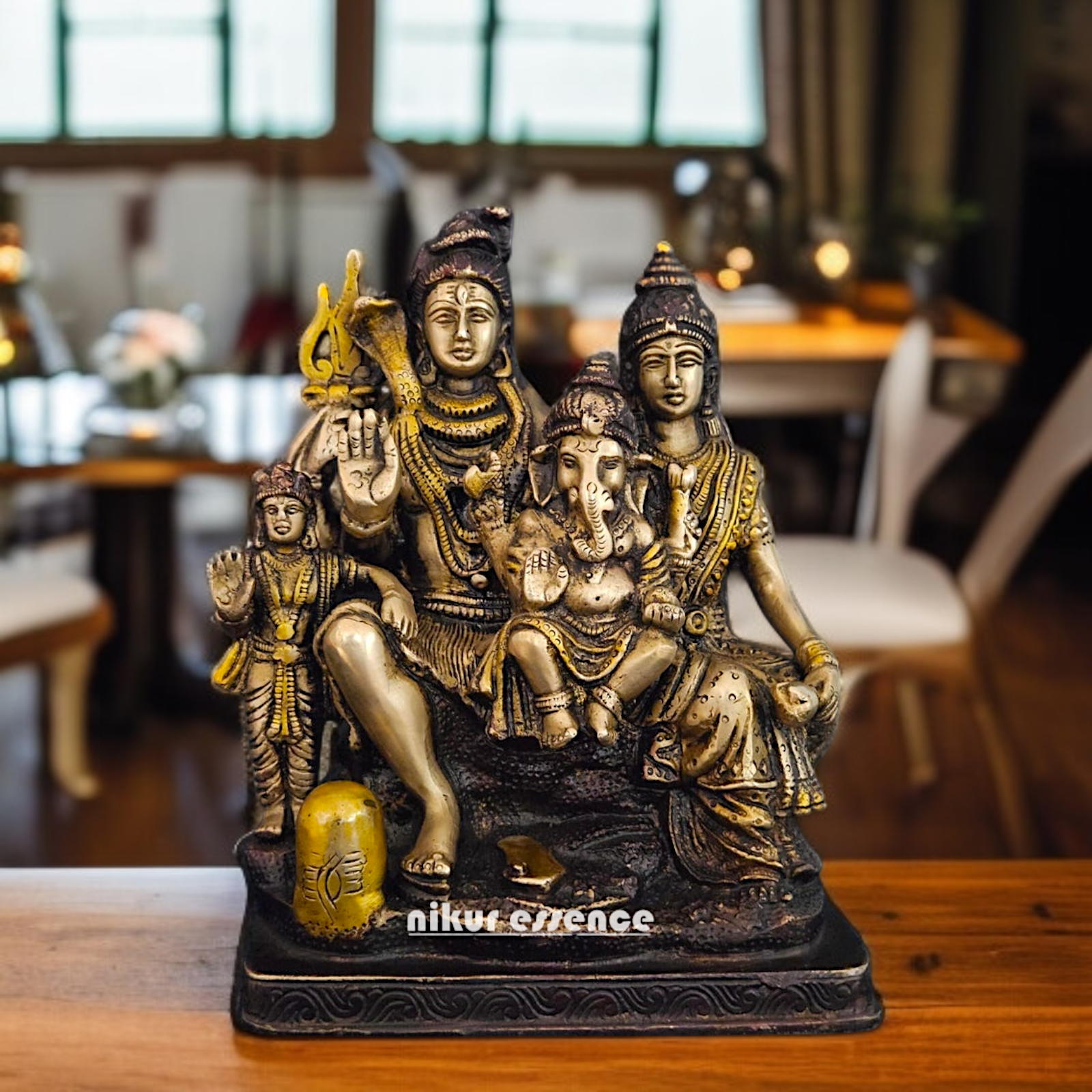 Brass Shiva parivar family statue - 10 Inches Nikuressence
