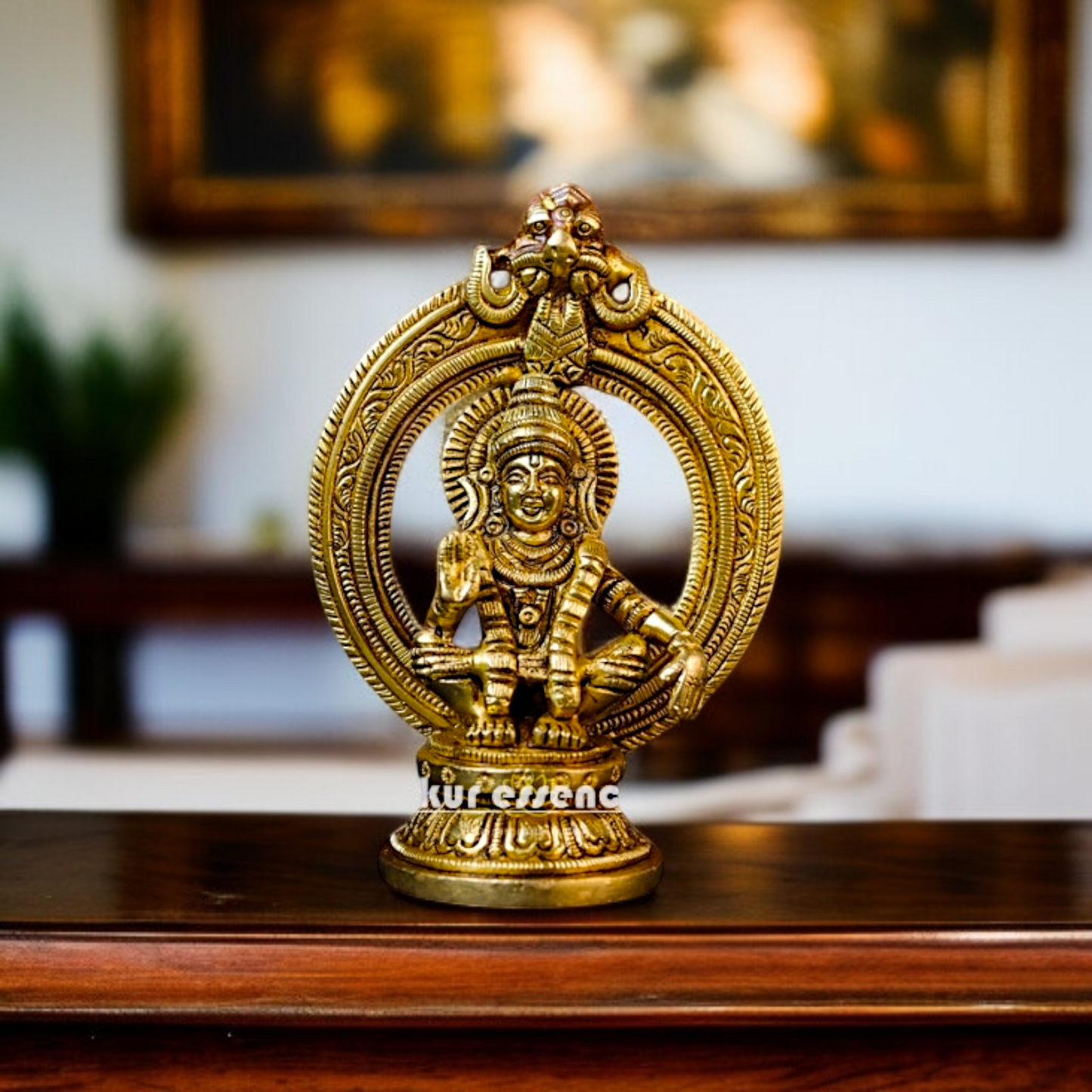 Brass Ayyappa Kartikeya blessing seated idol - 5 Inches Nikuressence