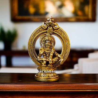 Brass Ayyappa Kartikeya blessing seated idol - 5 Inches Nikuressence