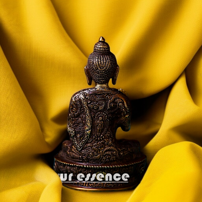 Brass Buddha Seated with Blessing statue - 8 Inches Nikuressence
