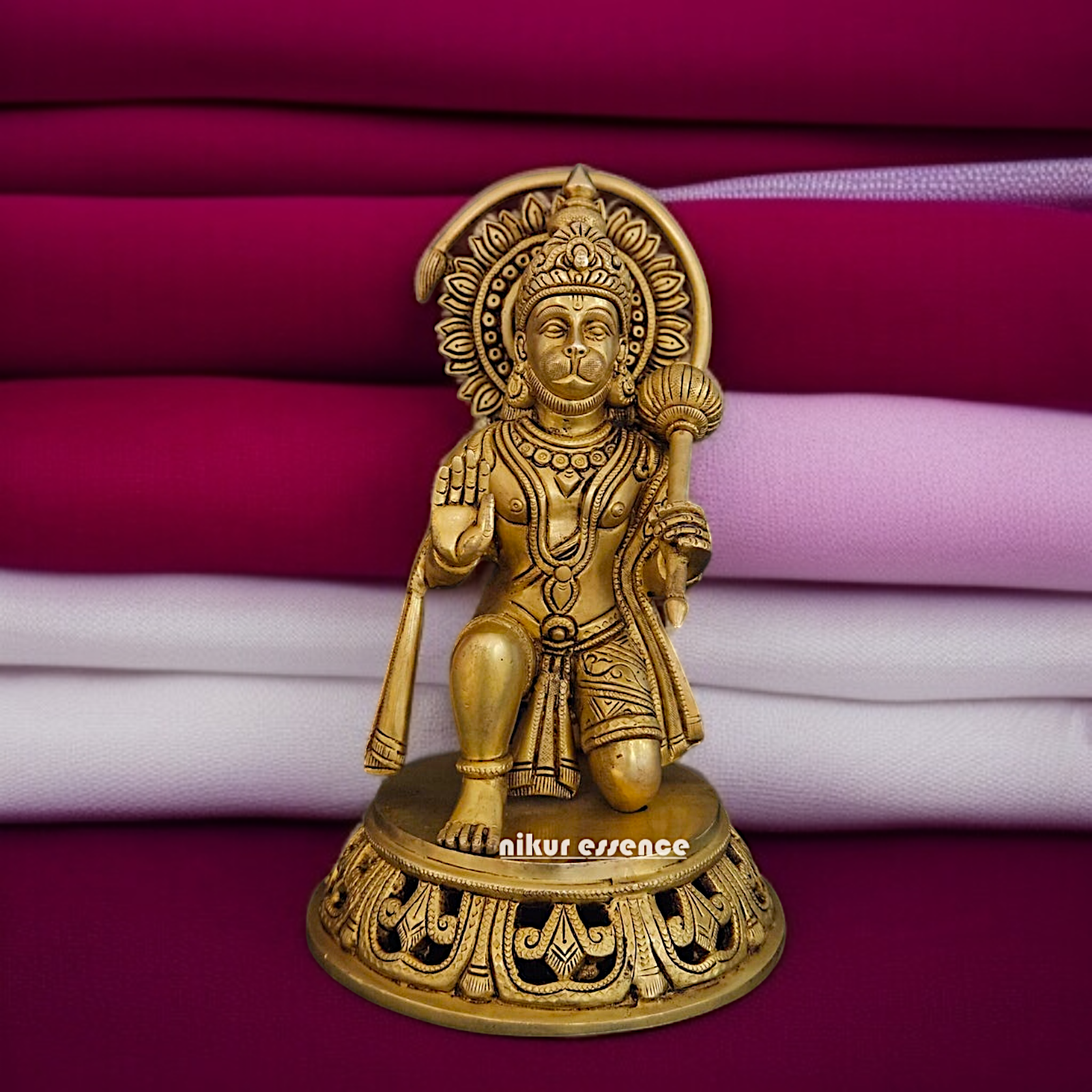 Lord Hanuman ji monkey God Blessing with Gada mace Brass idol - 13 Inches Nikuressence