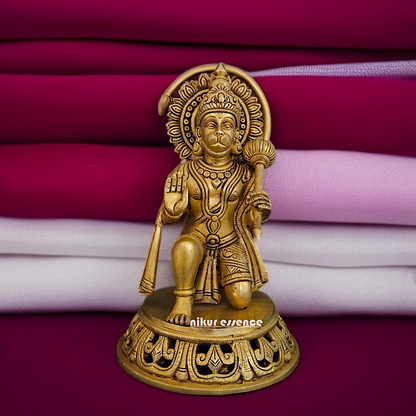 Lord Hanuman ji monkey God Blessing with Gada mace Brass idol - 13 Inches Nikuressence